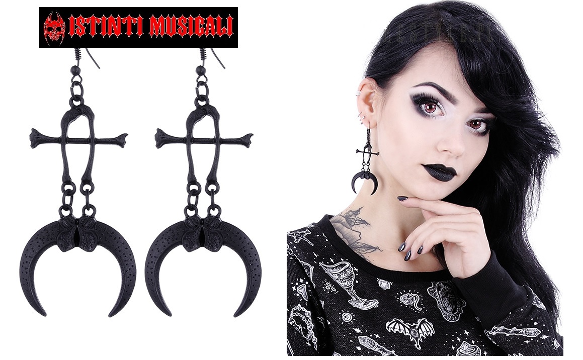 COPPIA ORECCHINI RESTYLE CLAWS & BONES BLACK EARRINGS