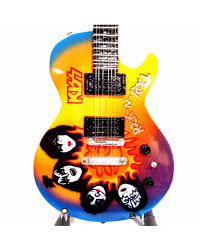 Mini chitarra da collezione replica in legno - Kiss - Tribute - Rock and Roll Past Midnight