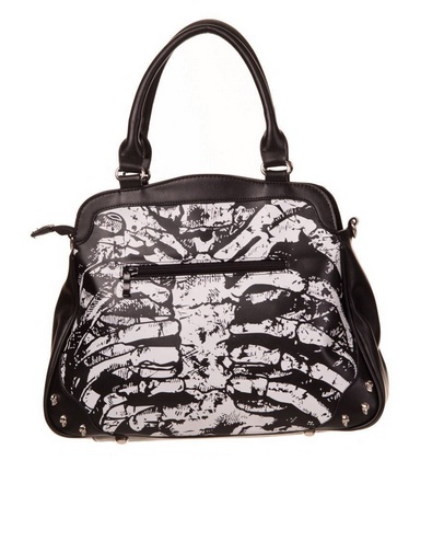 BORSA BANNED Goth Style Skeleton Bones Handbag Shoulder Bag