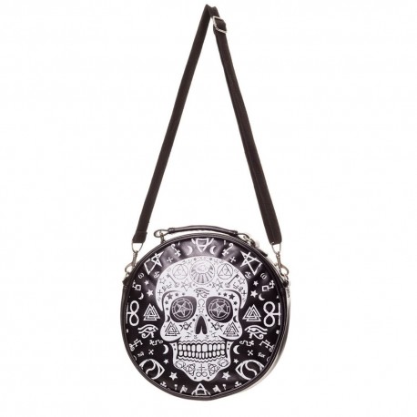 Borsa Banned Black Skull Pentagram Round