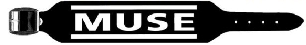 BRACCIALE IN ECOPELLE NERO CON LOGO MUSE
