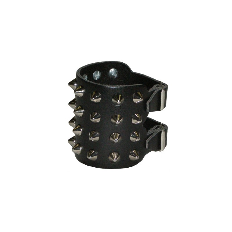BRACCIALE IN PELLE CON BORCHIE CONO 4 FILE