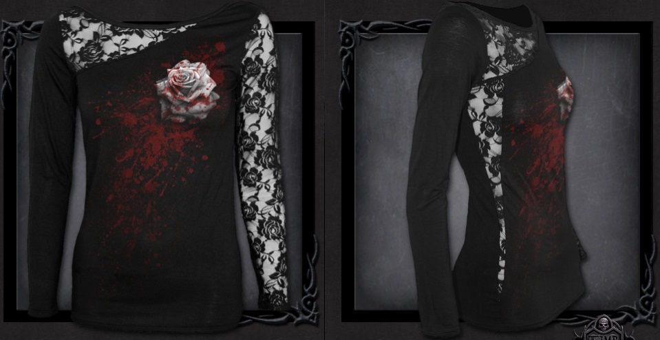 TOP CON MANICHE LUNGHE SPIRAL WHITE ROSE