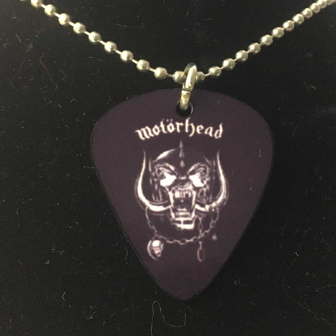 Collana con ciondolo a forma di plettro Motorhead simbolo logo