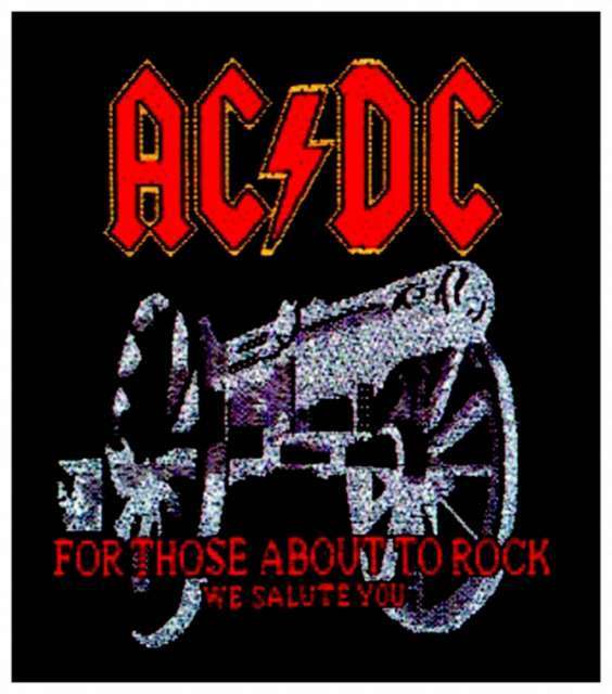 TOPPA-PATCH UFFICIALE AC/DC (For those about to rock) ARGENTATA