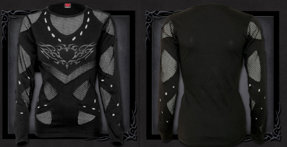 TOP CON MANICHE LUNGHE SPIRAL TRIBAL HEART TATTOO