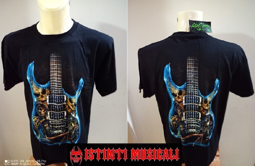 T-SHIRT  CHITARRA  CON TESCHI(GLOW IN THE DARK)