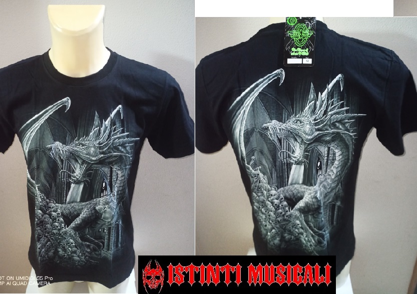 T-SHIRT  DRAGO BLACK & WHITE DOPPIA STAMPA ( GLOW IN THE DARK )