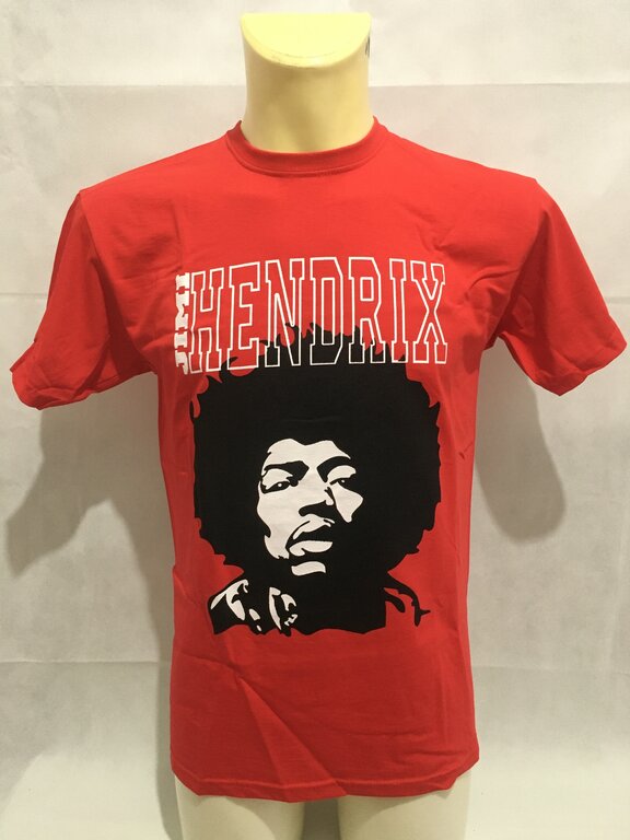 T-SHIRT JIMI HENDRIX - ROSSA CON STAMPA E SCRITTA